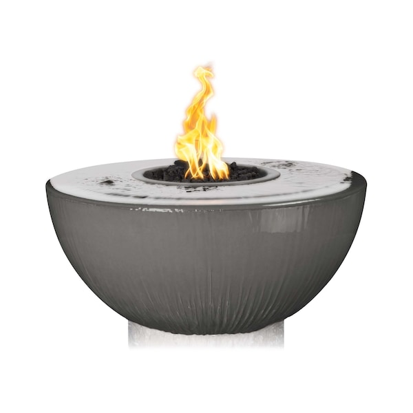 The Outdoor Plus 38 Round Sedona Fire, Water Bowl, GFRC Concrete, Natural Gray, Natural Gas - OPT-38FW360E12V-NGY-NG