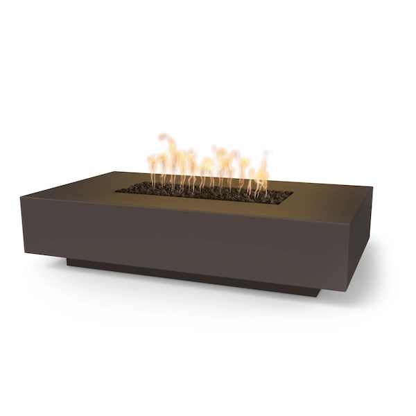 The Outdoor Plus 66 Rectangular Cabo Fire Pit, GFRC Concrete, Chocolate, Plug & Play Electronic Ignition, Natural Gas - OPT-CBLN66EKIT-CHC-NG