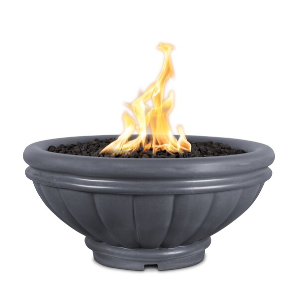 The Outdoor Plus 36 Round Roma Fire Bowl - GFRC Concrete - Gray - Match Lit - Liquid Propane - OPT-ROMFO36-GRY-LP