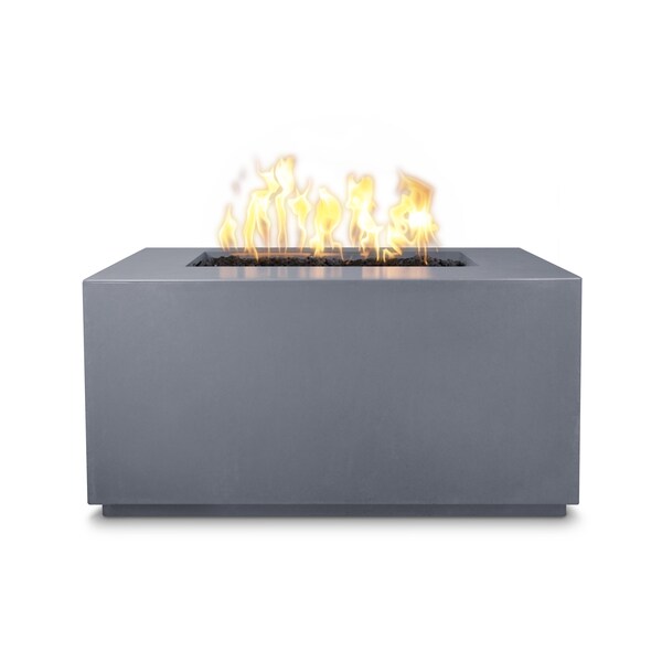 The Outdoor Plus 48 Rectangular Pismo Fire Pit, GFRC Concrete, Gray, Spark Ignition with Flame Sense, Natural Gas - OPT-2448FSEN-GRY-NG