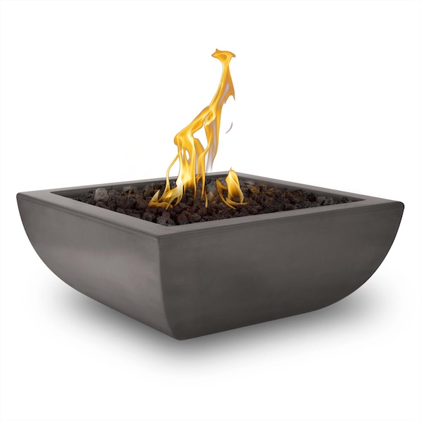 The Outdoor Plus 24 Square Avalon Fire Bowl - GFRC Concrete - Chestnut - Match Lit - Liquid Propane - OPT-AVLFO24-CST-LP