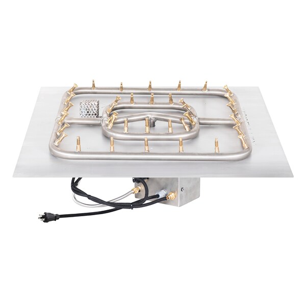 The Outdoor Plus 48x48 Square Flat Pan and 36 SS Square Bullet Burner - Plug & Play Electronic Ignition - OPT-BFP48SQSSE110