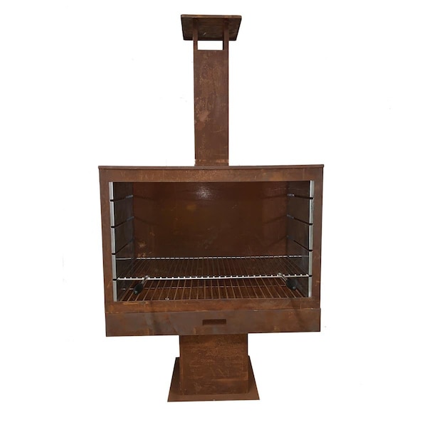 Esschert Design Wide Terrace Heater with Grill, Rust Finish - FF432