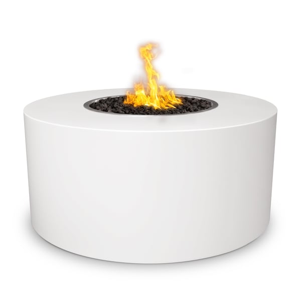 The Outdoor Plus 42 Round Beverly Fire Pit - Powder Coated Metal - White - Match Lit - Liquid Propane - OPT-42PCB-WHT-LP