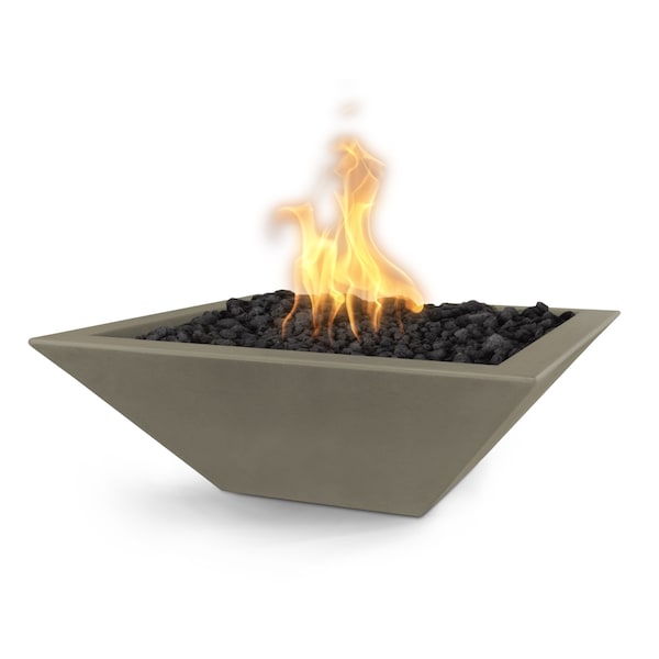 The Outdoor Plus 30 Square Maya Fire Bowl - GFRC Concrete - Ash - Match Lit - Liquid Propane - OPT-30SFO-ASH-LP