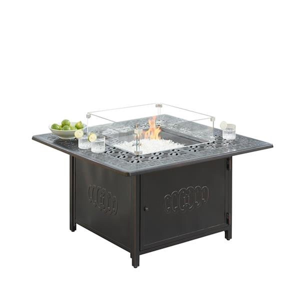 Convenience Concepts 42 in. Aluminum Outdoor Square Propane Fire Table, Antique Copper - HI2628469