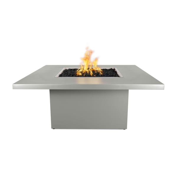 The Outdoor Plus 60 Square Bella Fire Table, Powder Coated Metal, Pewter, Spark Ignition w/Flame Sense, Liquid Propane - OPT-BELPC60FSEN-PEW-LP