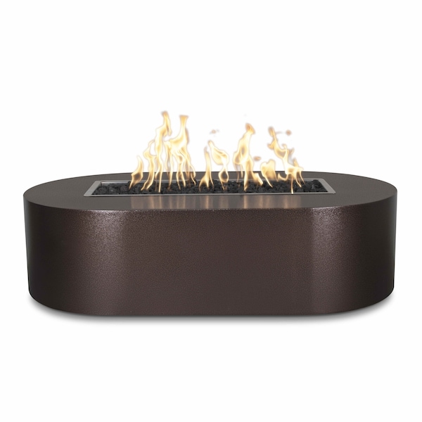 The Outdoor Plus 84 Rectangular Bispo Fire Pit - Powder Coated Metal - Copper Vein - Match Lit - Natural Gas - OPT-BSPPC84-CPV-NG