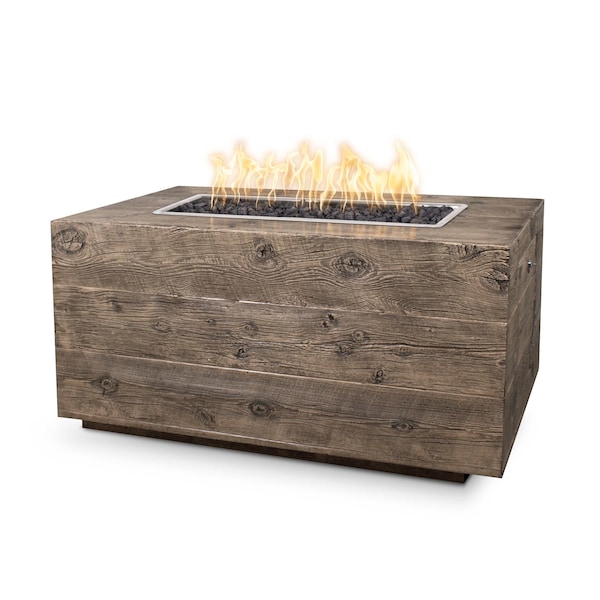 The Outdoor Plus 84 Rectangular Catalina Fire Pit, Wood Grain GFRC Concrete, Oak, Liquid Propane - OPT-CTL84E12V-OAK-LP