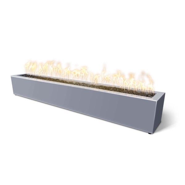 The Outdoor Plus 60 Rectangular Eaves Fire Pit, Powder Coated Metal, Gray, Plug, Play Electronic Ignition, Liquid Propane - OPT-LBTPC60EKIT-GRY-LP