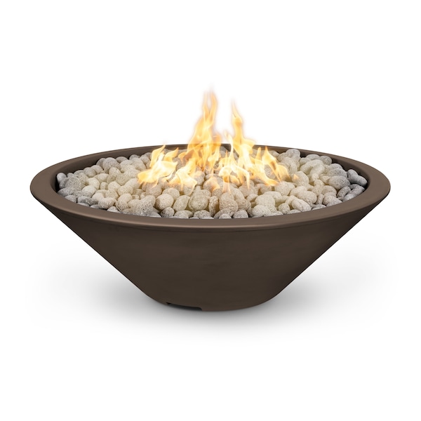 The Outdoor Plus 48 Round Cazo Fire Pit - GFRC Concrete - Chocolate - Match Lit - Natural Gas - OPT-CZNL48-CHC-NG
