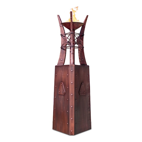 The Outdoor Plus 24 Triangular Bastille Fire Tower - Copper - Match Lit - Natural Gas - OPT-FTWR3-NG