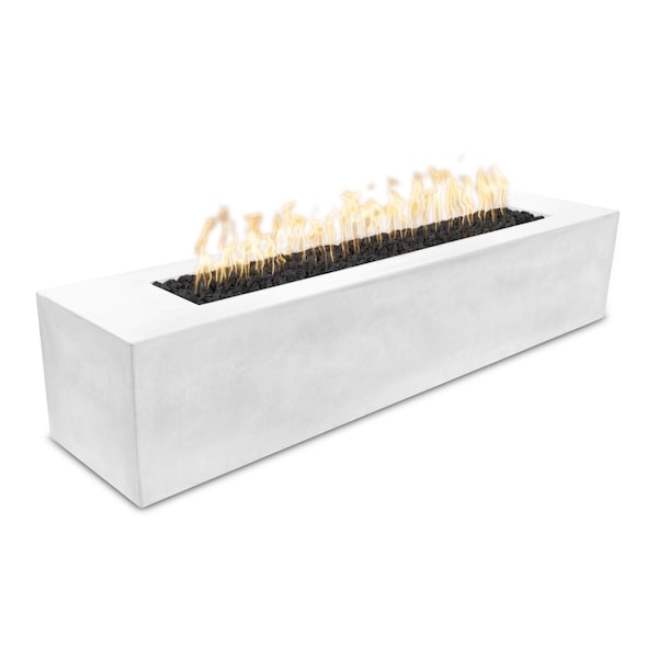 The Outdoor Plus 72 Rectangular Carmen Fire Pit - GFRC Concrete - White - Match Lit with Flame Sense - Natural Gas - OPT-CRM7224FSML-LIM-NG