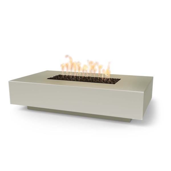 The Outdoor Plus 56 Rectangular Cabo Fire Pit - GFRC Concrete - Ash - Match Lit with Flame Sense - Liquid Propane - OPT-CBLN56FSML-ASH-LP