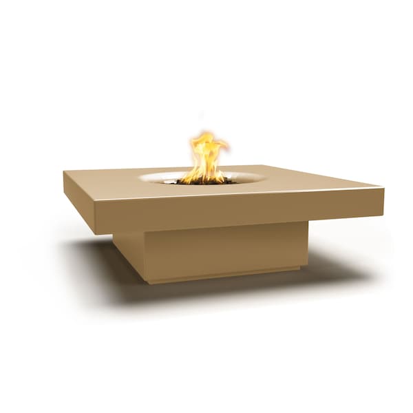 The Outdoor Plus 48 Square Balboa Fire Table - GFRC Concrete - Brown - Match Lit - Liquid Propane - OPT-BAL48-BRN-LP