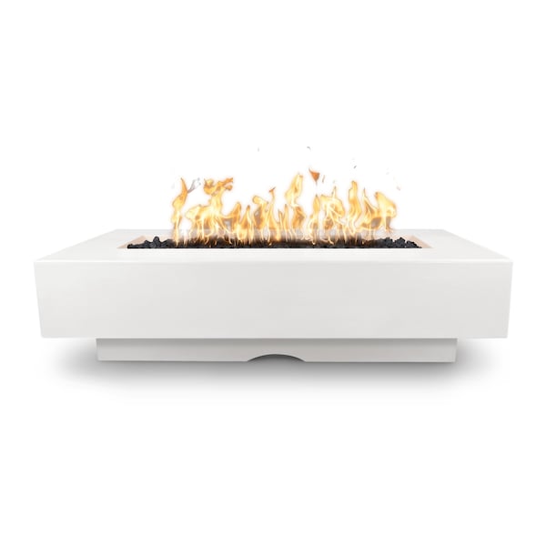 The Outdoor Plus 48 Rectangular Del Mar Fire Pit - GFRC Concrete - White - Match Lit - Liquid Propane - OPT-CORGFRC48-LIM-LP