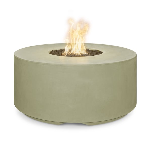 The Outdoor Plus 46 Round Florence Fire Pit - GFRC Concrete - Ash - Plug & Play Electronic Ignition - Liquid Propane - OPT-FL4620EKIT-ASH-LP
