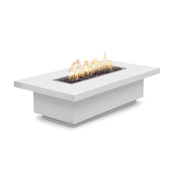 The Outdoor Plus 48 Rectangular Fremont Fire Table - Powder Coated Metal - White - Match Lit - Liquid Propane - OPT-FRMPC4815-WHT-LP