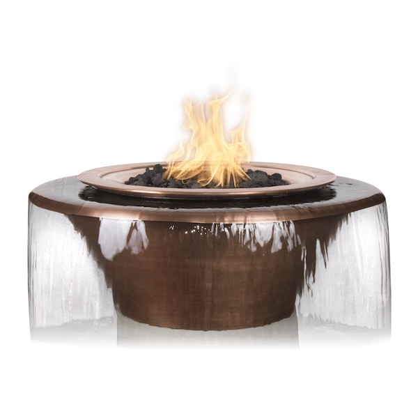The Outdoor Plus 36 Round Cazo Fire & Water Bowl - Copper - Match Lit - Liquid Propane - OPT-36FW360-LP
