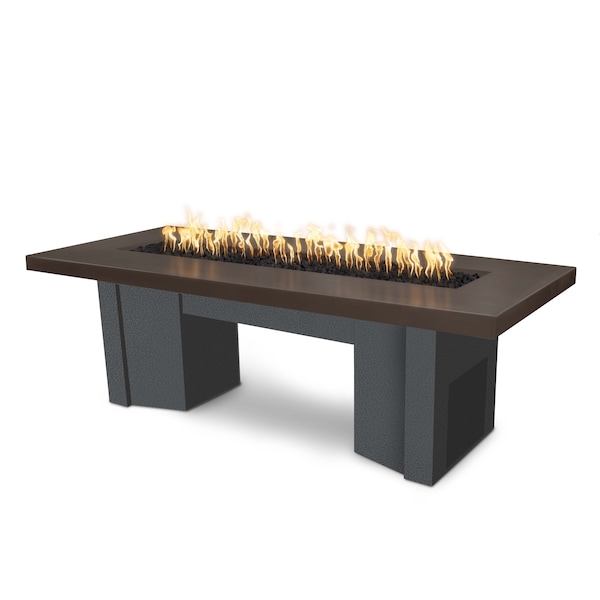 The Outdoor Plus 60 Alameda Fire Table Smooth Concrete, Match Lit, Chocolate Concrete Top, Liquid Propane - OPT-ALMGFRC60-CHC-SLV-LP