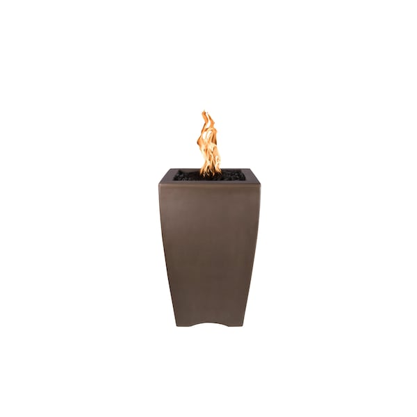 The Outdoor Plus 20 Square Baston Fire Pillar, GFRC Concrete, Chocolate, Low Voltage Electronic Ignition, Liquid Propane - OPT-BSTON20EKIT-CHC-LP