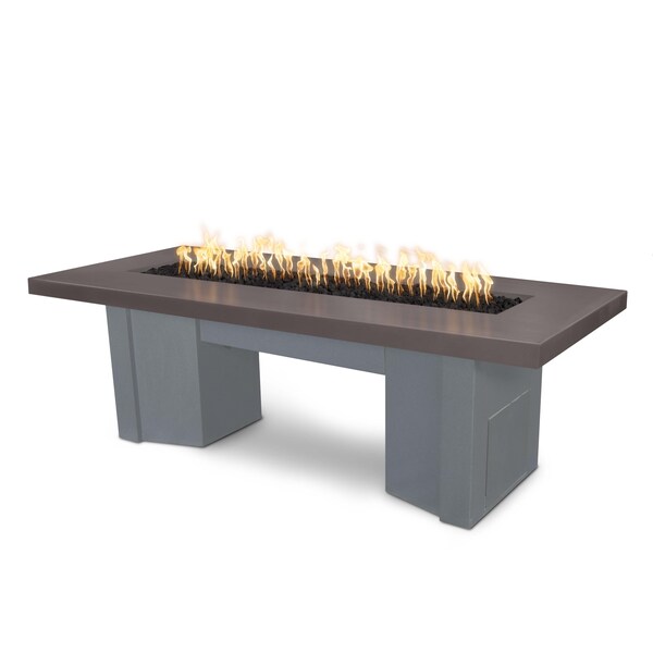 The Outdoor Plus 78 Alameda Fire Table Smooth Concrete, 12V Electronic Ignition, Chestnut Concrete Top, Liquid Propane - OPT-ALMGFRC78E12V-CST-GRY-LP