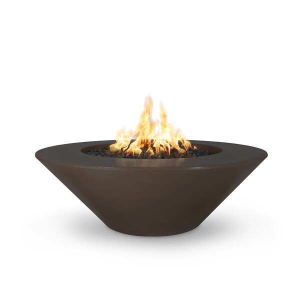 The Outdoor Plus 60 Round Cazo Fire Pit, GFRC Concrete, Chocolate, Low Voltage Electronic Ignition, Liquid Propane - OPT-CZ60E12V-CHC-LP