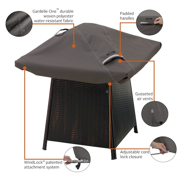 Classic Accessories Fire Pit Cover, Cover, Sqr. Fire Pit, Grey - 55-148-015101-EC