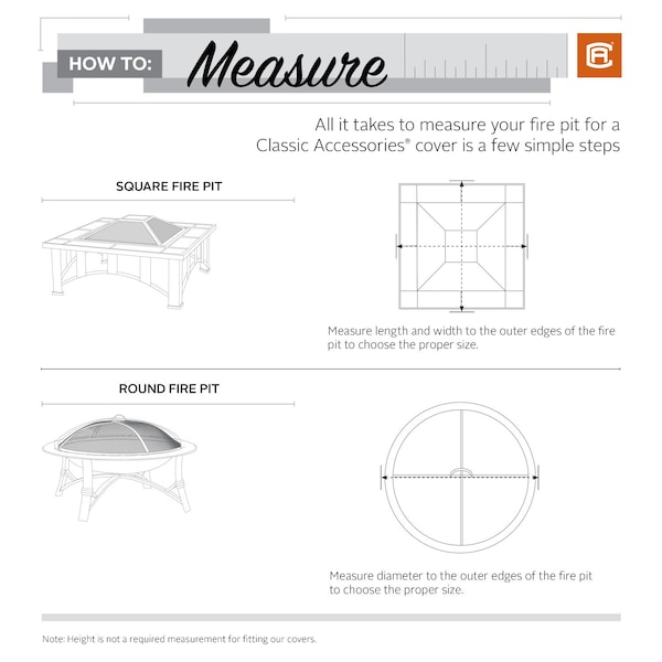 Classic Accessories Fire Pit Cover, Cover, Sqr. Fire Pit, Grey - 55-148-015101-EC