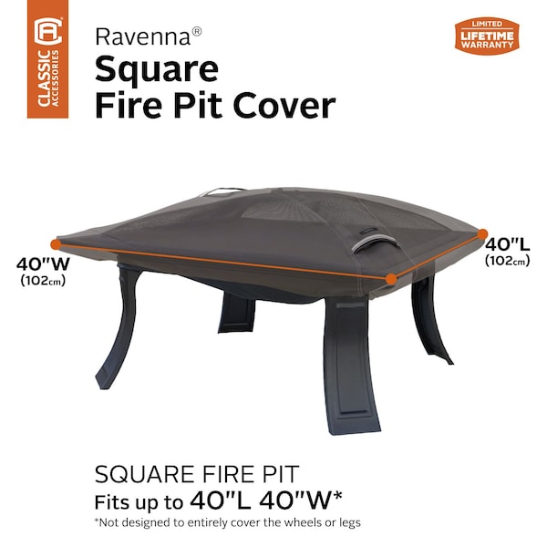 Classic Accessories Fire Pit Cover, Cover, Sqr. Fire Pit, Grey - 55-148-015101-EC