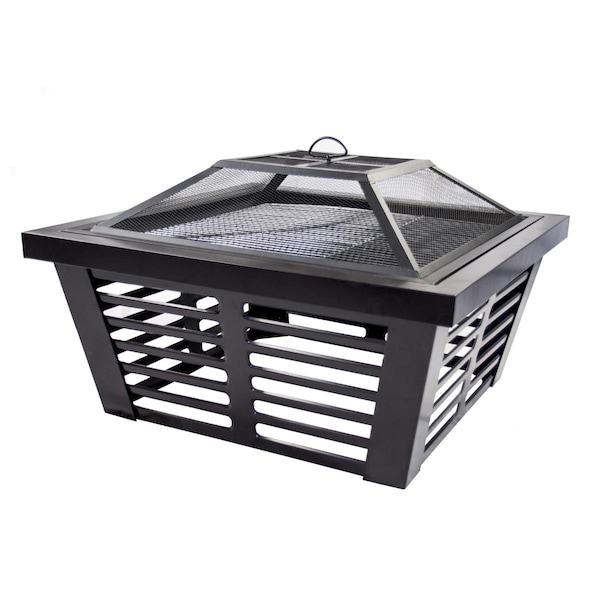 Ghp Group 34 in. Hudson Steel Fire Pit with Cooking Grid - DGLOFW191S