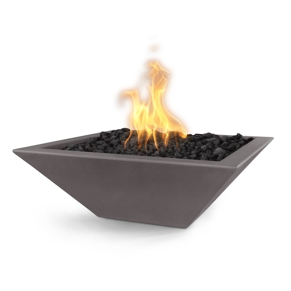 The Outdoor Plus 24 Square Maya Fire Bowl, GFRC Concrete, Chestnut, Low Voltage Electronic Ignition, Liquid Propane - OPT-24SFOE12V-CST-LP