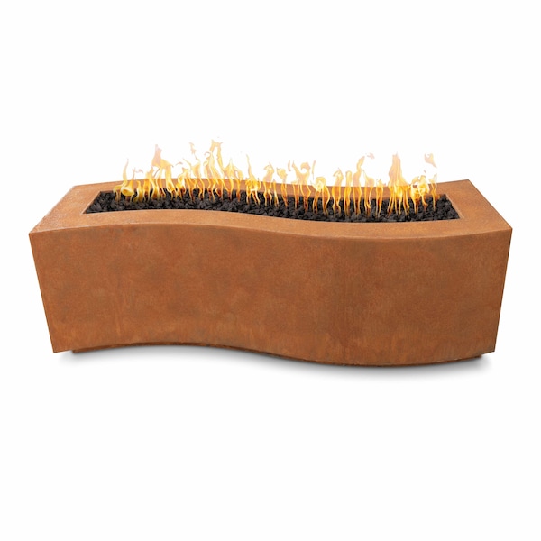 The Outdoor Plus 72 Rectangular Billow Fire Pit - Corten Steel - Spark Ignition with Flame Sense - Liquid Propane - OPT-BLWCS72FSEN-LP
