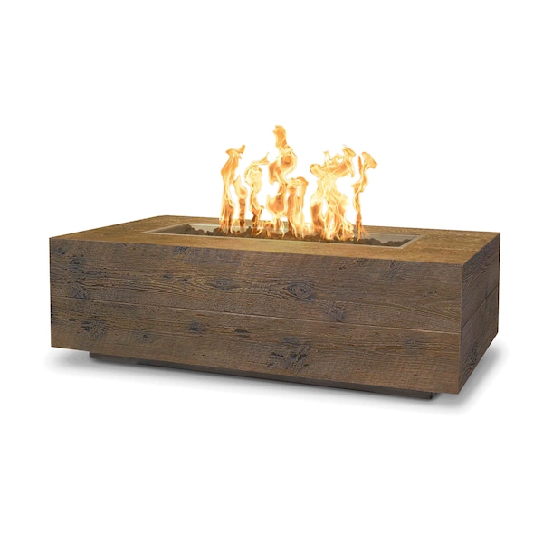 The Outdoor Plus 48 Rectangular Coronado Fire Pit, Wood Grain GFRC Concrete, Oak, Natural Gas - OPT-COR48E12V-OAK-NG