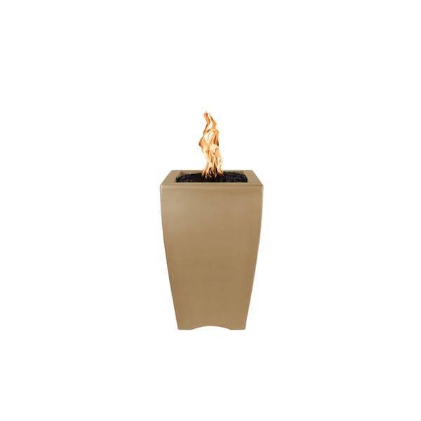 The Outdoor Plus 20 Square Baston Fire Pillar, GFRC Concrete, Brown, Low Voltage Electronic Ignition, Liquid Propane - OPT-BSTON20ADEKIT-BRN-LP