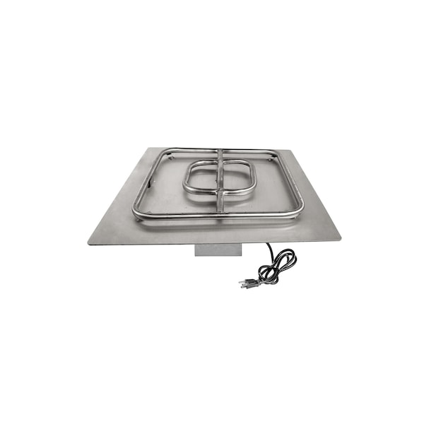 The Outdoor Plus 18 x 18 Square Flat Pan & 12 Square Stainless Steel Burner - Match Lit - OPT-999BP18