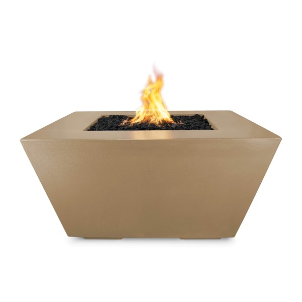 The Outdoor Plus 50 Square Redan Fire Pit - GFRC Concrete - Brown - Low Voltage Electronic Ignition - Liquid Propane - OPT-RDN50E12V-BRN-LP