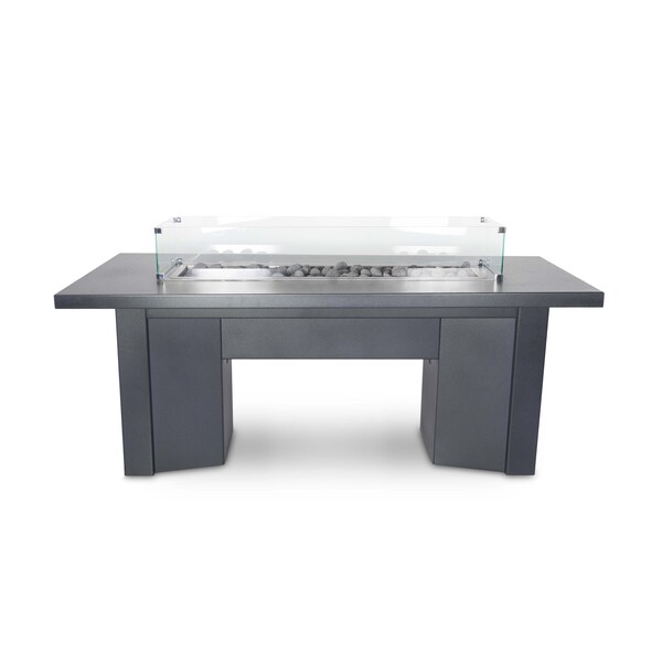 The Outdoor Plus 48 Rectangular Alameda Fire Table, Powder Coated Metal, Gray, Play Electronic Ignition, Natural Gas - OPT-ALMPC48EKIT-GRY-NG