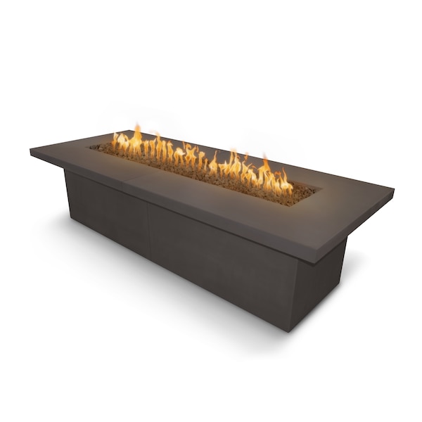 The Outdoor Plus 72 Rectangular Newport Fire Table - GFRC Concrete - Chestnut - Match Lit - Liquid Propane - OPT-NPTT72-CST-LP