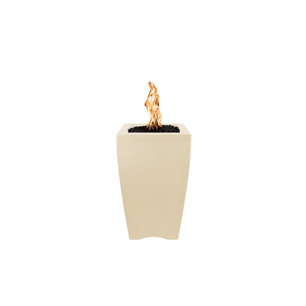 The Outdoor Plus 20 Square Baston Fire Pillar, GFRC Concrete, Vanilla, Low Voltage Electronic Ignition, Liquid Propane - OPT-BSTON20EKIT-VAN-LP