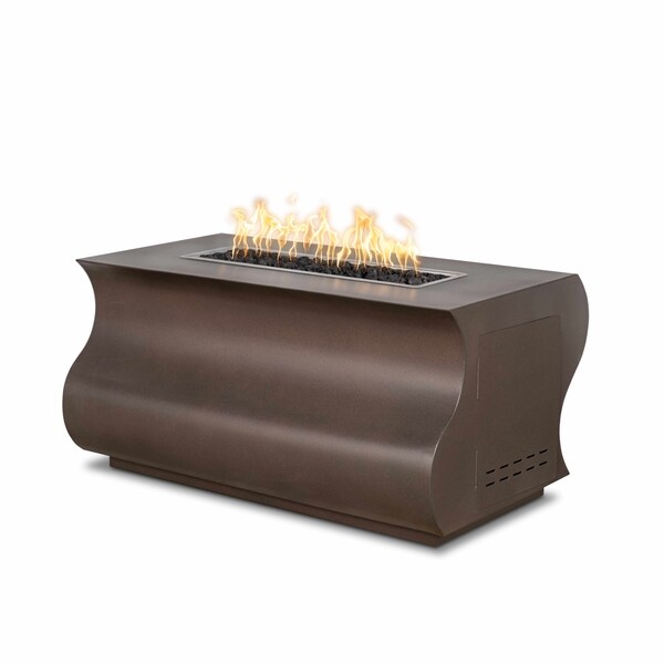 The Outdoor Plus 48 Rectangular Tidal Fire Pit, Powder Coated Metal, Pewter, Plug, Play Electronic Ignition, Natural Gas - OPT-TIDPC48EKIT-PEW-NG