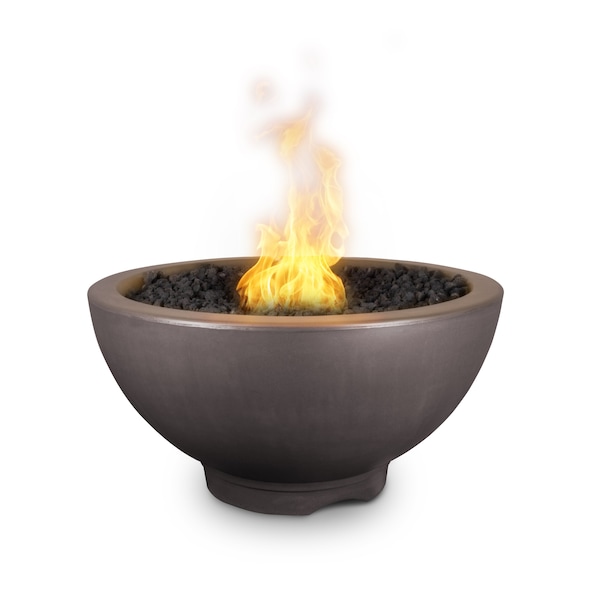 The Outdoor Plus 38 Round Sonoma Fire Pit - GFRC Concrete - Chestnut - Match Lit - Natural Gas - OPT-SONMA38-CST-NG