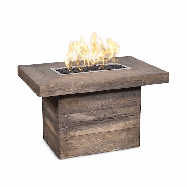 The Outdoor Plus 36 Rectangular Alberta Fire Table, Wood Grain GFRC Concrete, Oak, Natural Gas - OPT-ALB36E12V-OAK-NG
