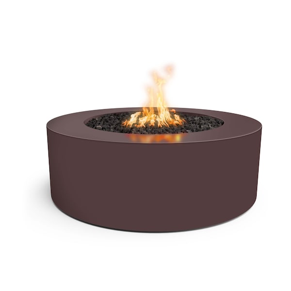The Outdoor Plus 60 Round Unity Fire Pit, Powder Coated Metal, Java, Low Voltage Electronic Ignition, Liquid Propane - OPT-UNYPC6018E12V-JAV-LP
