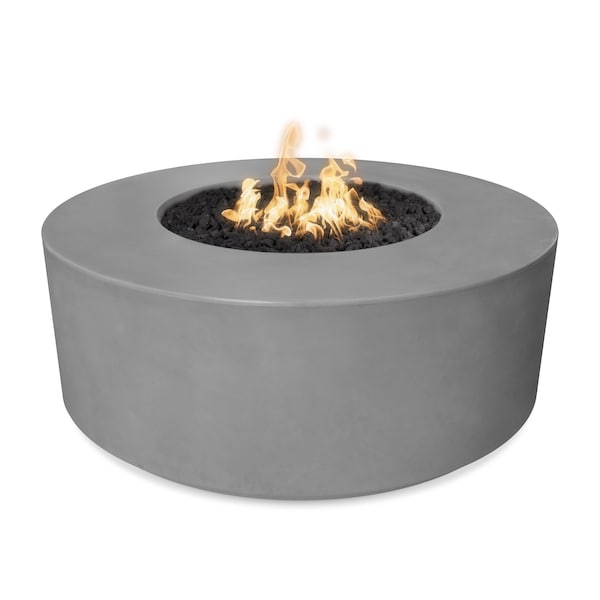 The Outdoor Plus 54 Round Florence Fire Pit, GFRC Concrete, Natural Gray, Spark Ignition with Flame Sense, Natural Gas - OPT-FL54FSEN-NGY-NG