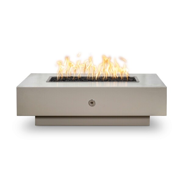 The Outdoor Plus 96 Rectangular Coronado Fire Pit, Powder Coated Metal, Pewter, Match Lit w/Flame Sense, Liquid Propane - OPT-CORPC96FSML-PEW-LP
