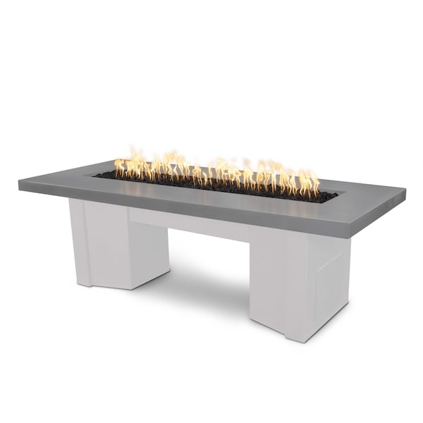 The Outdoor Plus 78 Alameda Fire Table Smooth Concrete, Natrual Gray Concrete Top, Liquid Propane - OPT-ALMGFRC78FSEN-NGY-WHT-LP