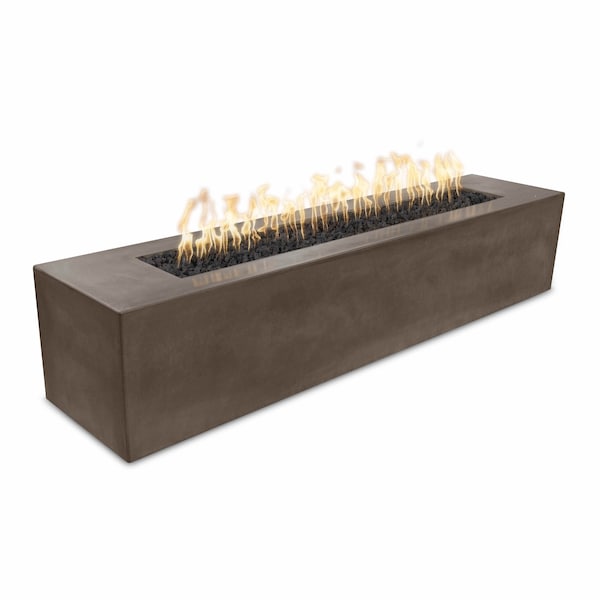 The Outdoor Plus 72 Rectangular Carmen Fire Pit - GFRC Concrete - Chocolate - Match Lit - Natural Gas - OPT-CRM7224-CHC-NG