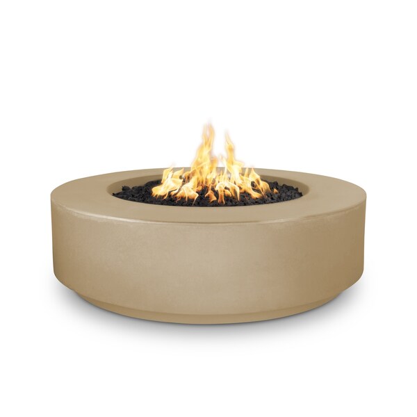 The Outdoor Plus 42 Round Florence Fire Pit, GFRC Concrete, Brown, Spark Ignition with Flame Sense, Liquid Propane - OPT-FL4224FSEN-BRN-LP