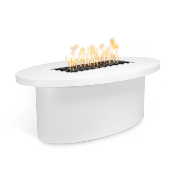 The Outdoor Plus 72 Oval Vallejo Fire Table, Powder Coated Metal, White, Plug & Play Electronic Ignition, Natural Gas - OPT-VALPC72EKIT-WHT-NG